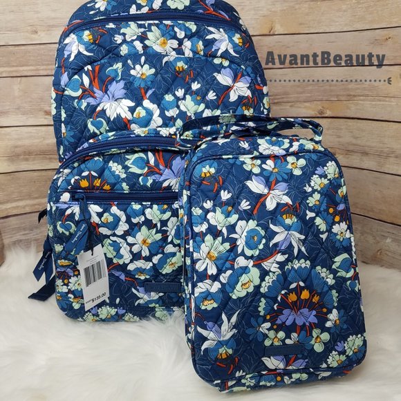 Vera Bradley Essential Backpack Floral Bursts Cotton Lunch Bunch set Bookbag main image 8